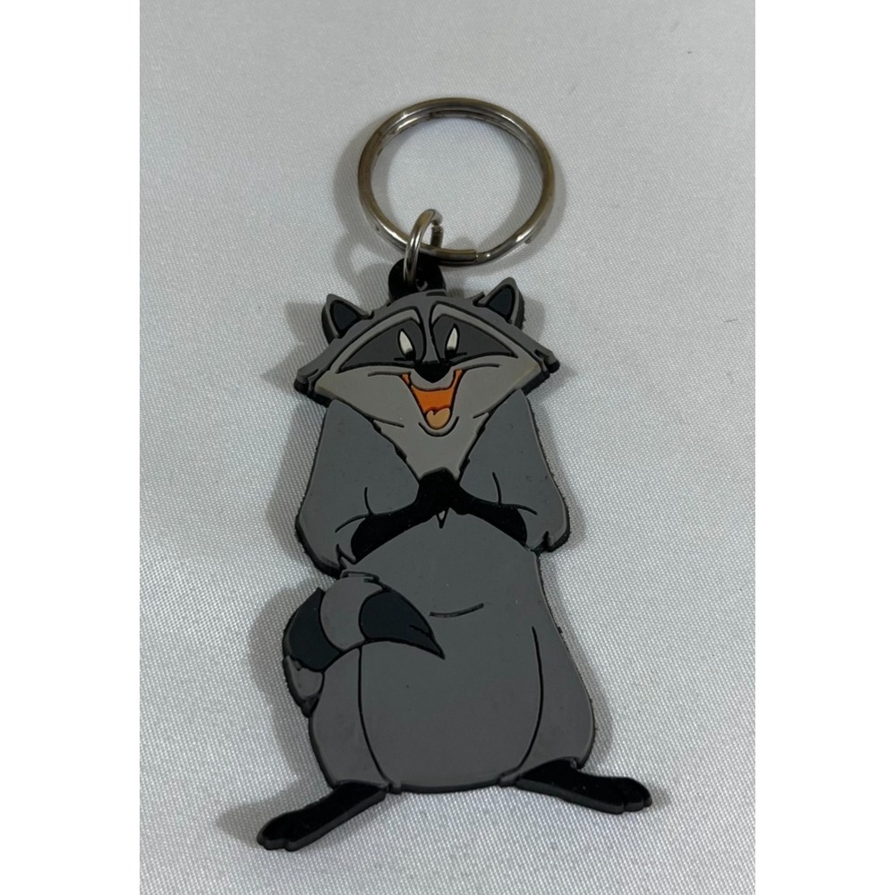 Disney Meeko Raccoon Keychain Pocahontas Rubber Bag Tag Charm Vintage Style